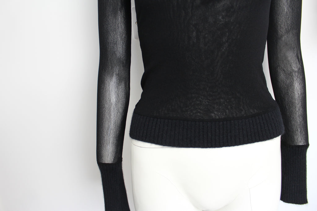 Blumarine Blugirl Black Mesh Polo Neck Top - S