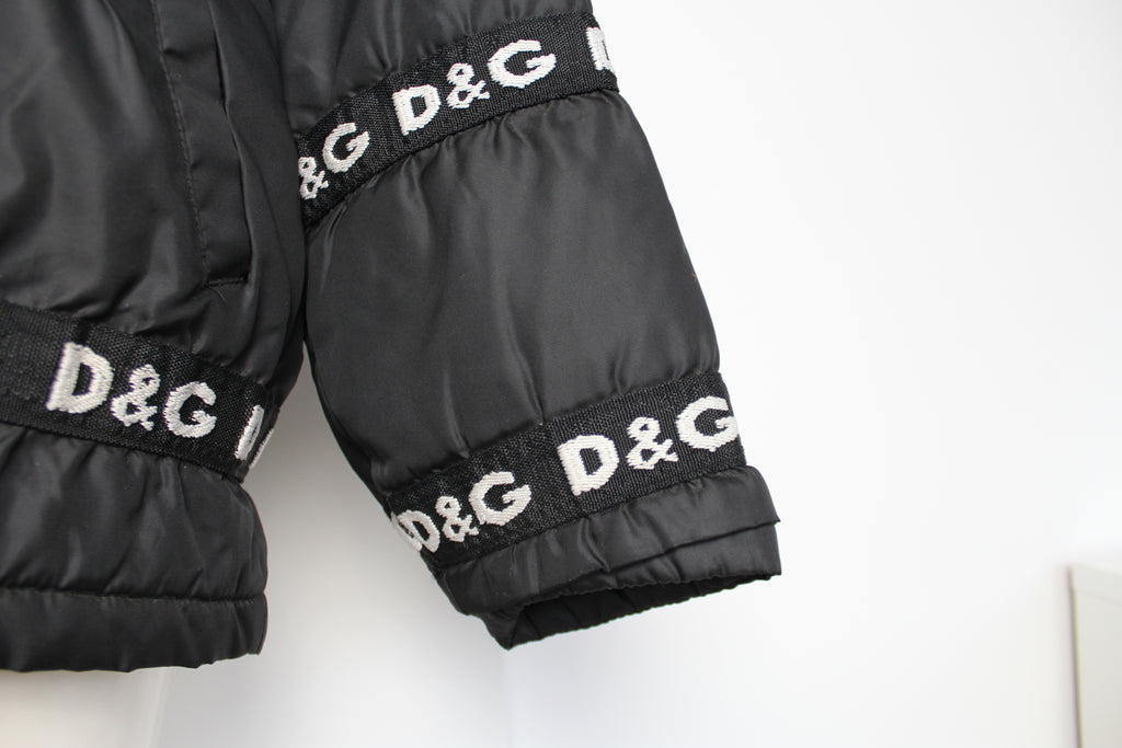 Dolce & Gabbana D&G Logo Tape Black Puffer Coat