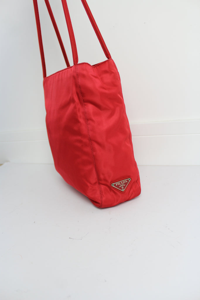 Prada Red Nylon Tessuto Shoulder Bag