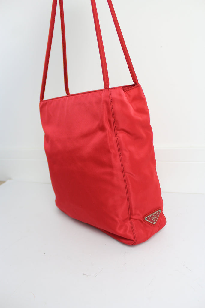 Prada Red Nylon Tessuto Shoulder Bag