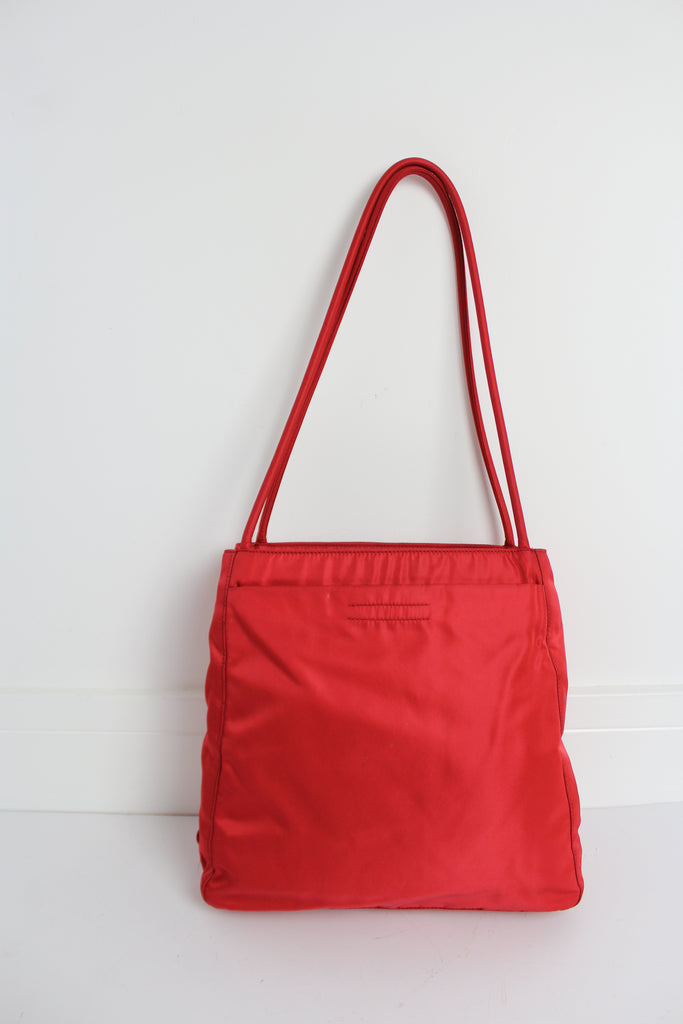 Prada Red Nylon Tessuto Shoulder Bag