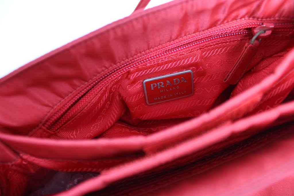 Prada Red Nylon Tessuto Shoulder Bag