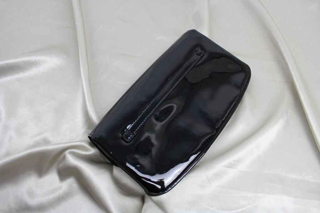 Yves Saint Laurent Black Patent Leather Clutch Bag