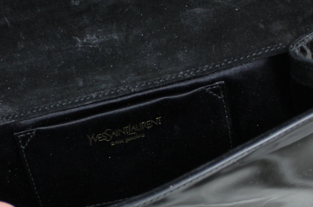 Yves Saint Laurent Black Patent Leather Clutch Bag