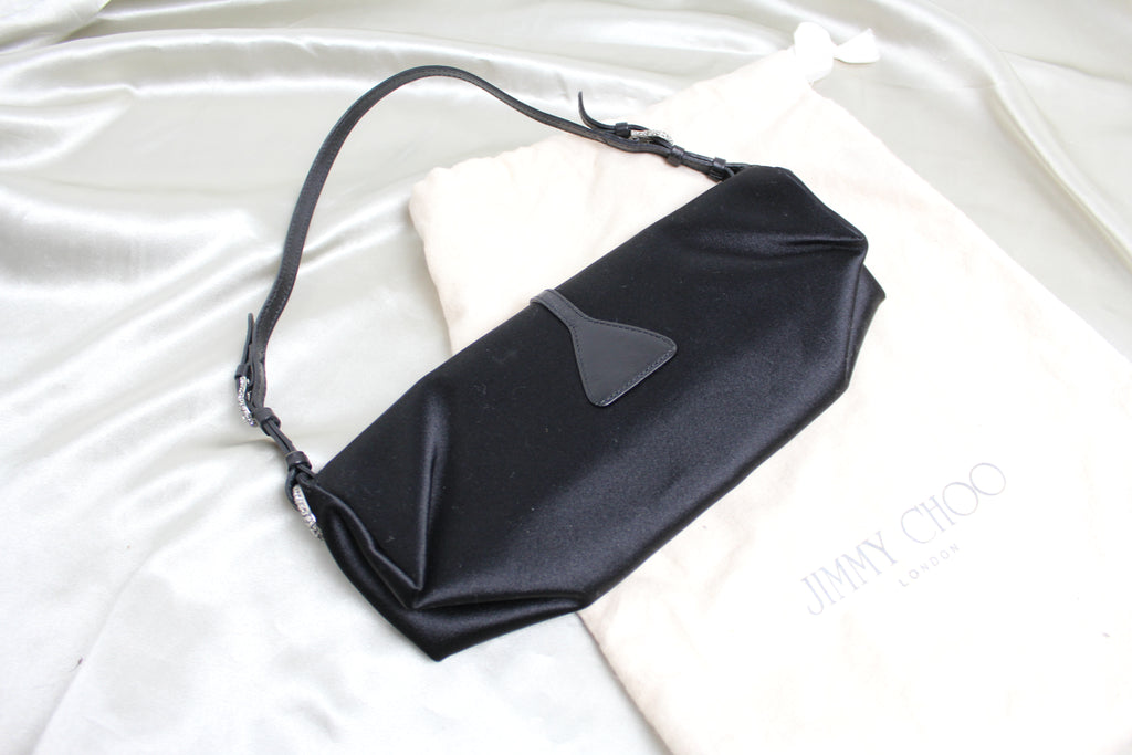 Jimmy Choo Black Satin Evening Shoulder Bag