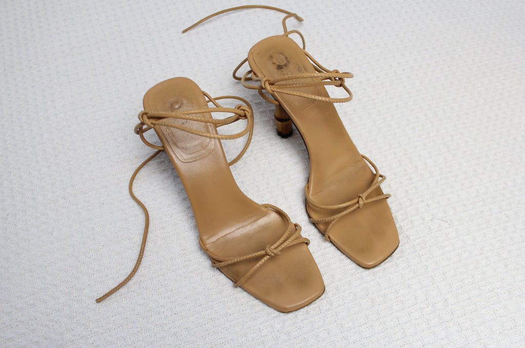 Gucci by Tom Ford Spring 2002 Tan Bamboo Heels 37