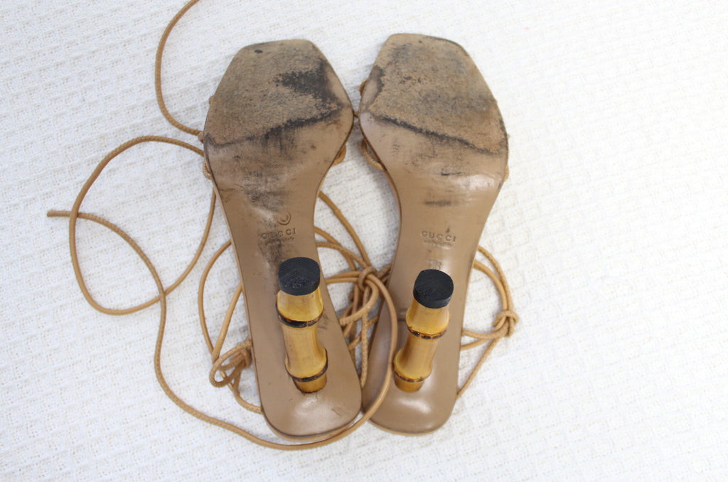 Gucci by Tom Ford Spring 2002 Tan Bamboo Heels 37
