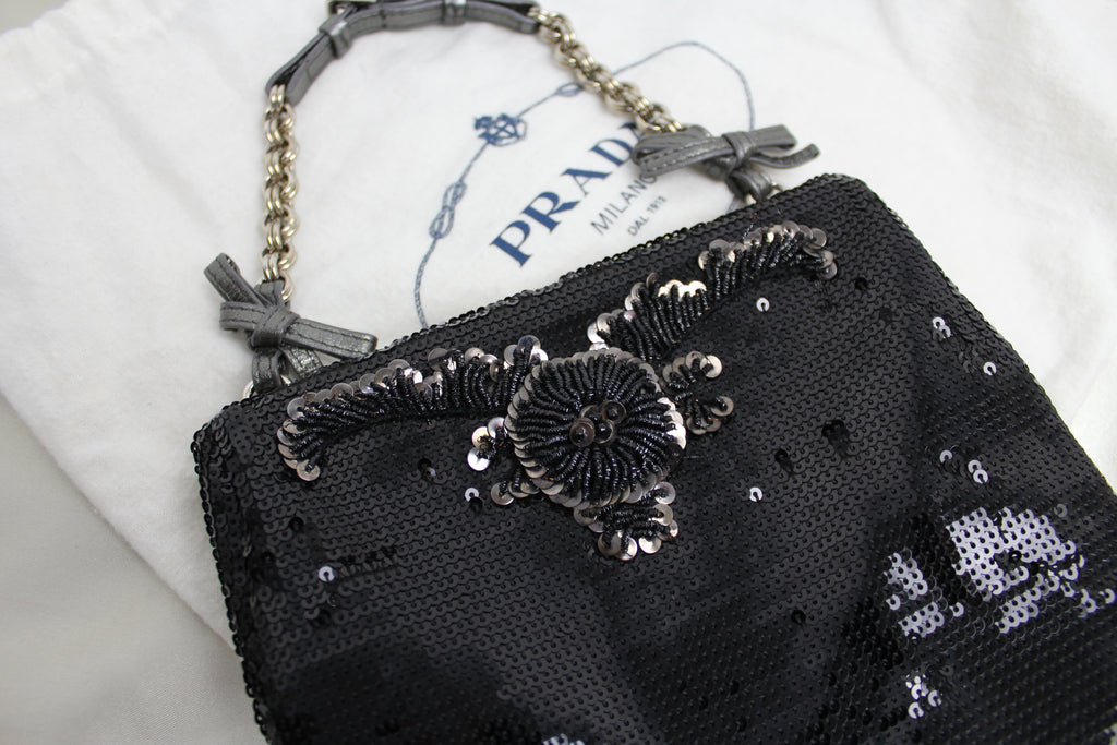 Prada Black Sequin 1990's Mini Bag