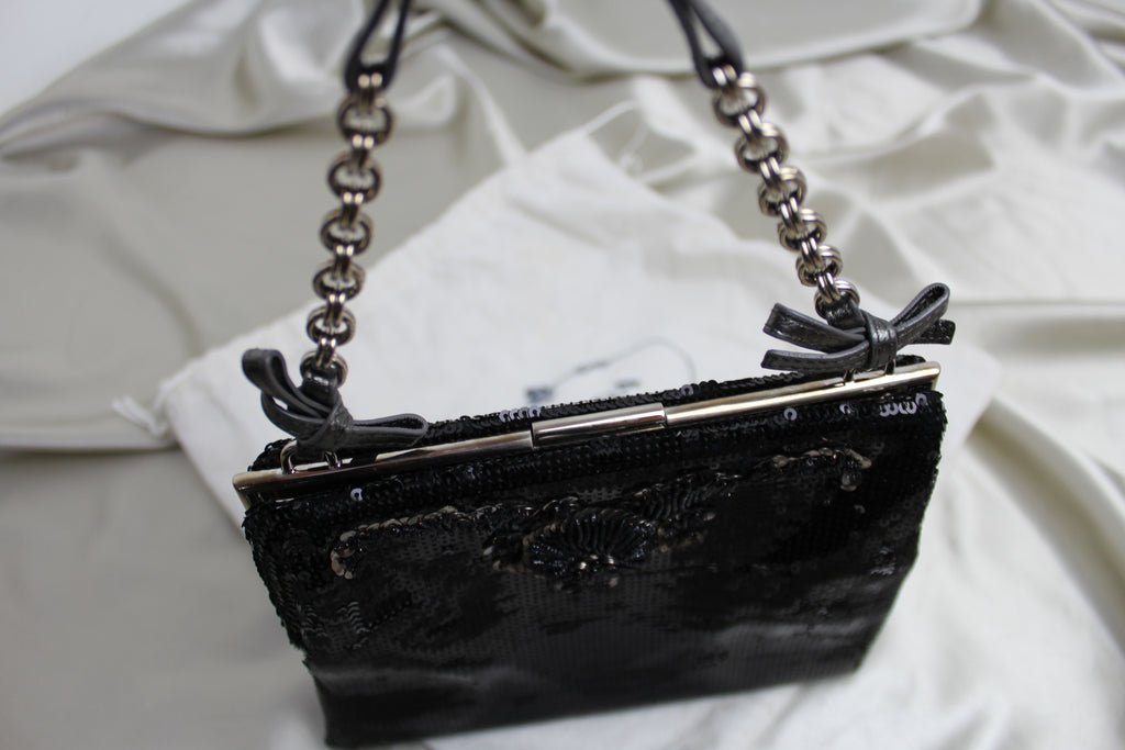 Prada Black Sequin 1990's Mini Bag