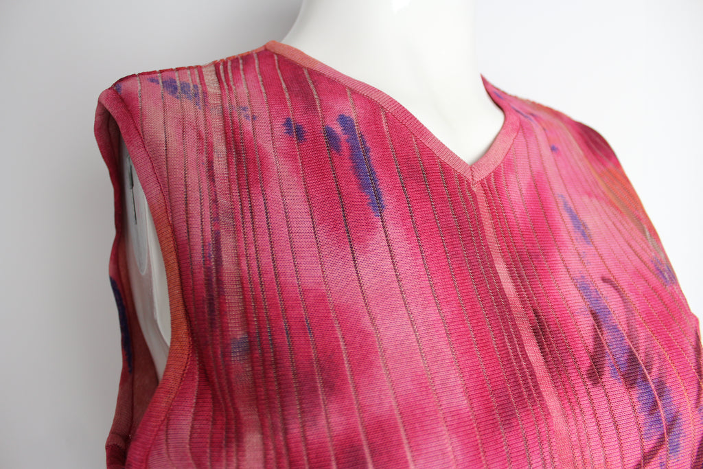 Christian Dior Pink Pattern Knit Vest Top - Small