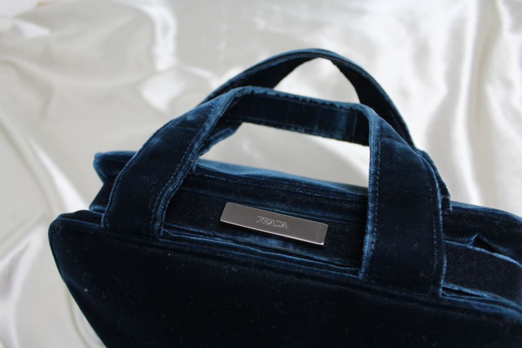 Prada 90's Blue Velvet Handbag