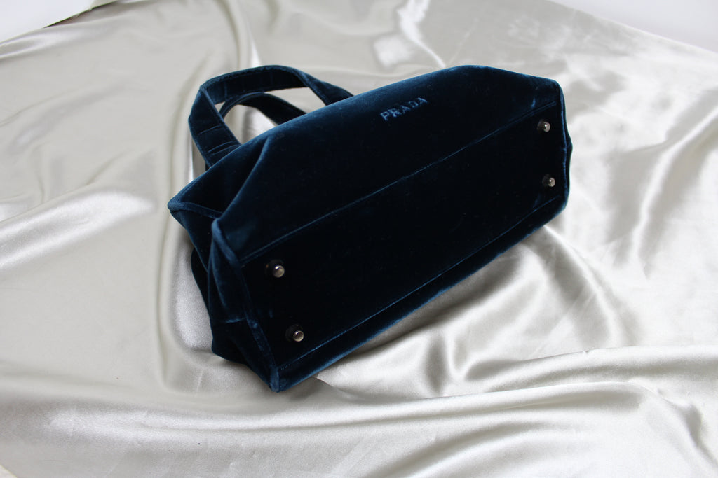 Prada 90's Blue Velvet Handbag