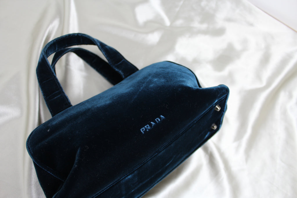 Prada 90's Blue Velvet Handbag