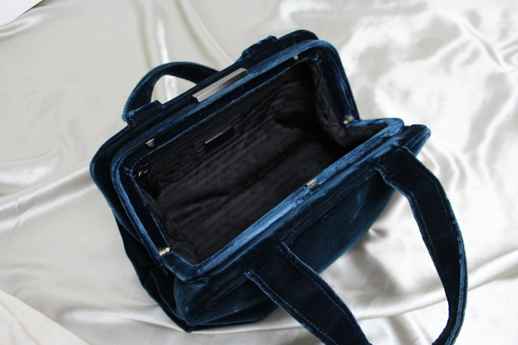 Prada 90's Blue Velvet Handbag