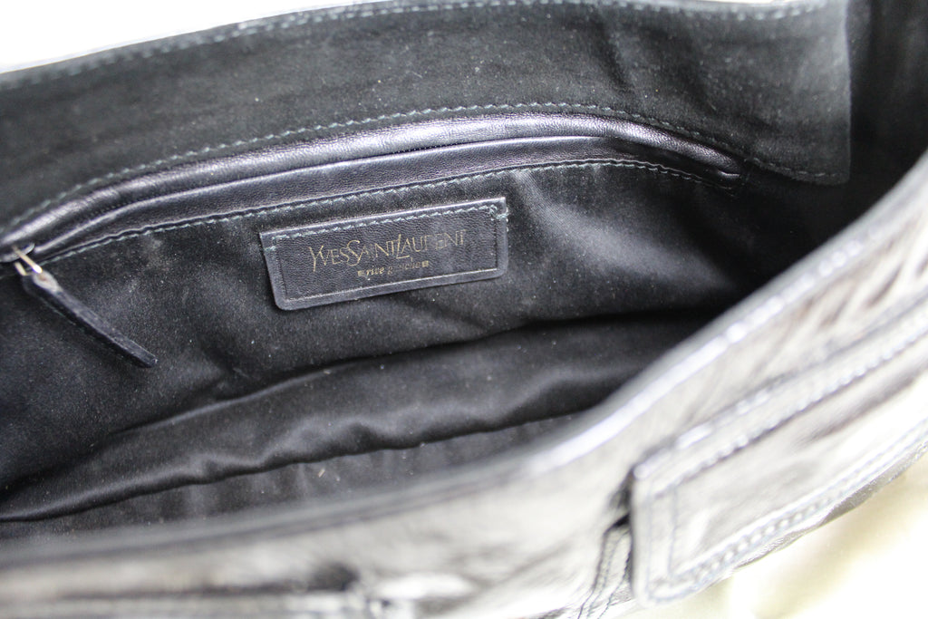 Yves Saint Laurent Black Patent Leather Chain Shoulder Bag