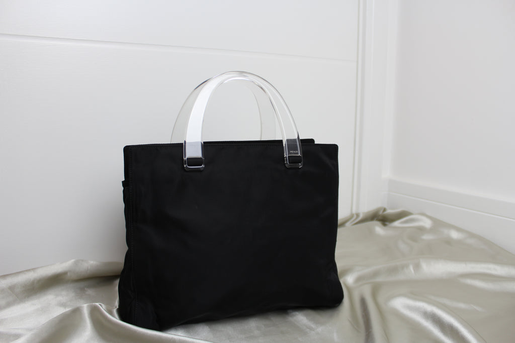 Prada Black Nylon Tessuto & Plex Tote Bag