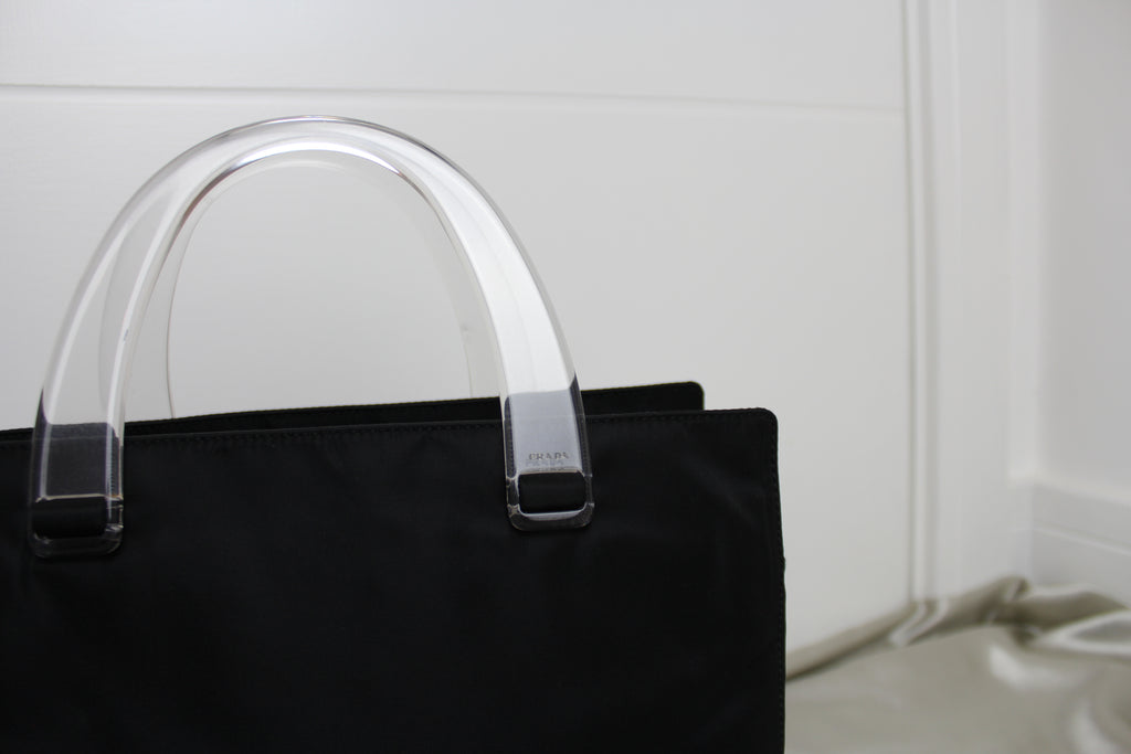 Prada Black Nylon Tessuto & Plex Tote Bag