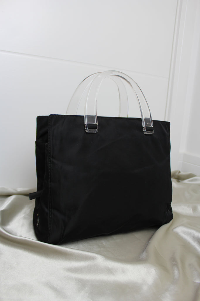 Prada Black Nylon Tessuto & Plex Tote Bag