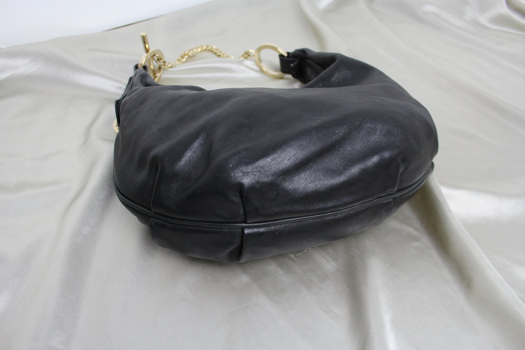 Fendi Black Leather 'Chef Chain' Hobo Bag