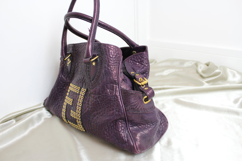 Fendi Purple Leather Studded Du Jour Bag