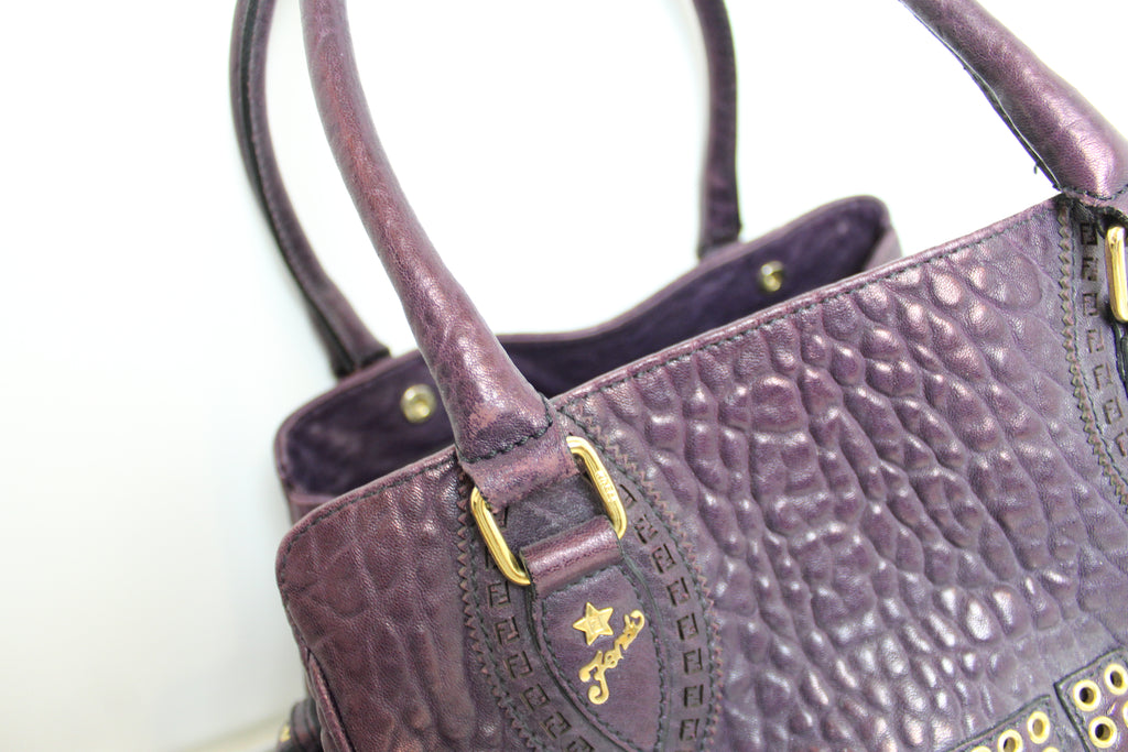 Fendi Purple Leather Studded Du Jour Bag