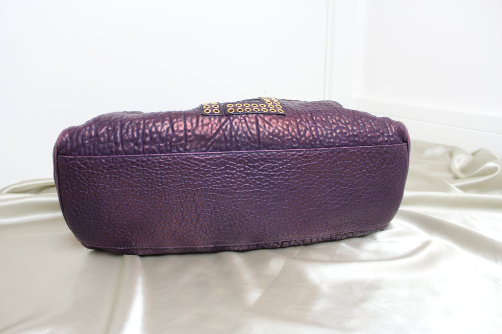 Fendi Purple Leather Studded Du Jour Bag