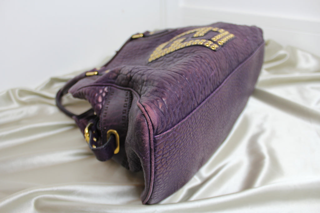 Fendi Purple Leather Studded Du Jour Bag