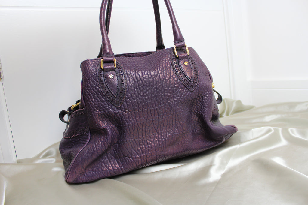 Fendi Purple Leather Studded Du Jour Bag