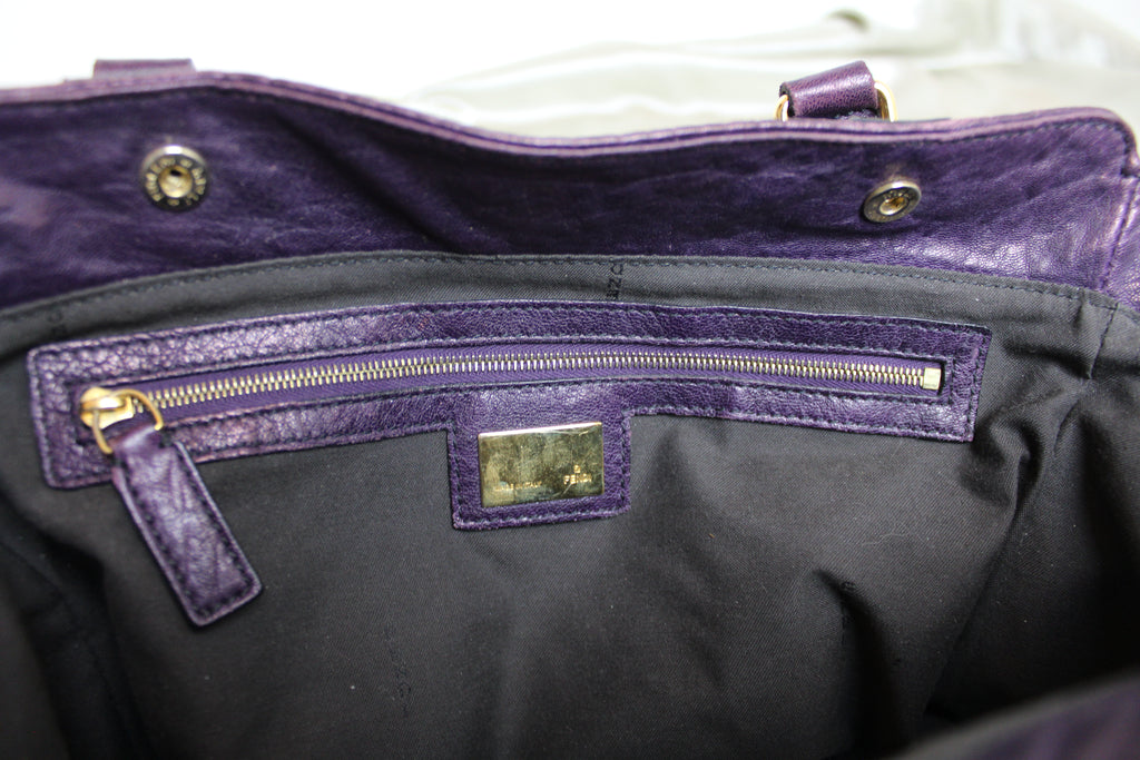 Fendi Purple Leather Studded Du Jour Bag