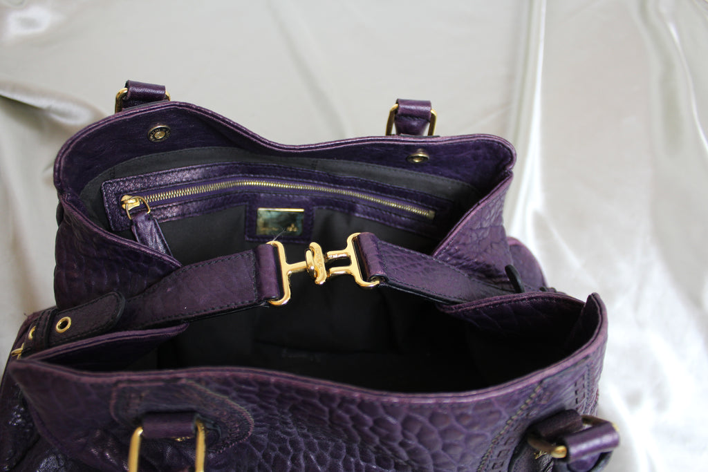 Fendi Purple Leather Studded Du Jour Bag