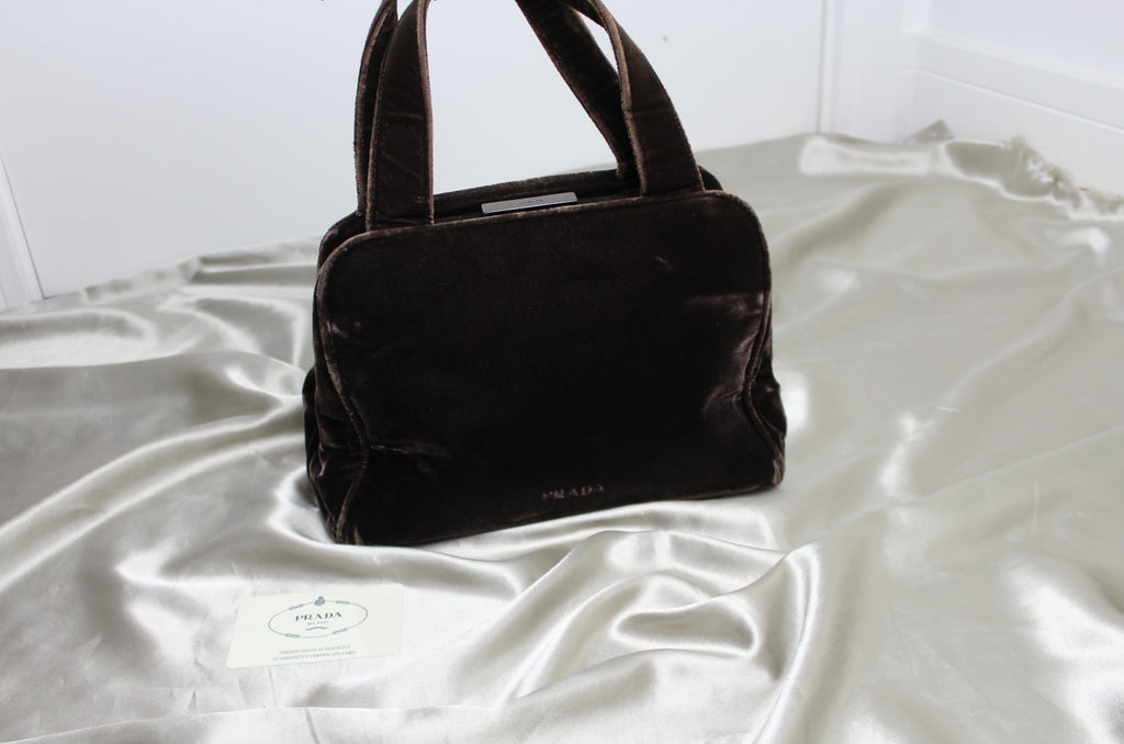 Prada 90's Brown Velvet Handbag