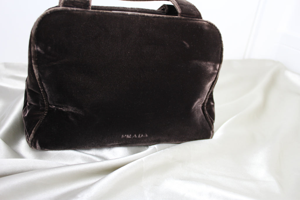 Prada 90's Brown Velvet Handbag