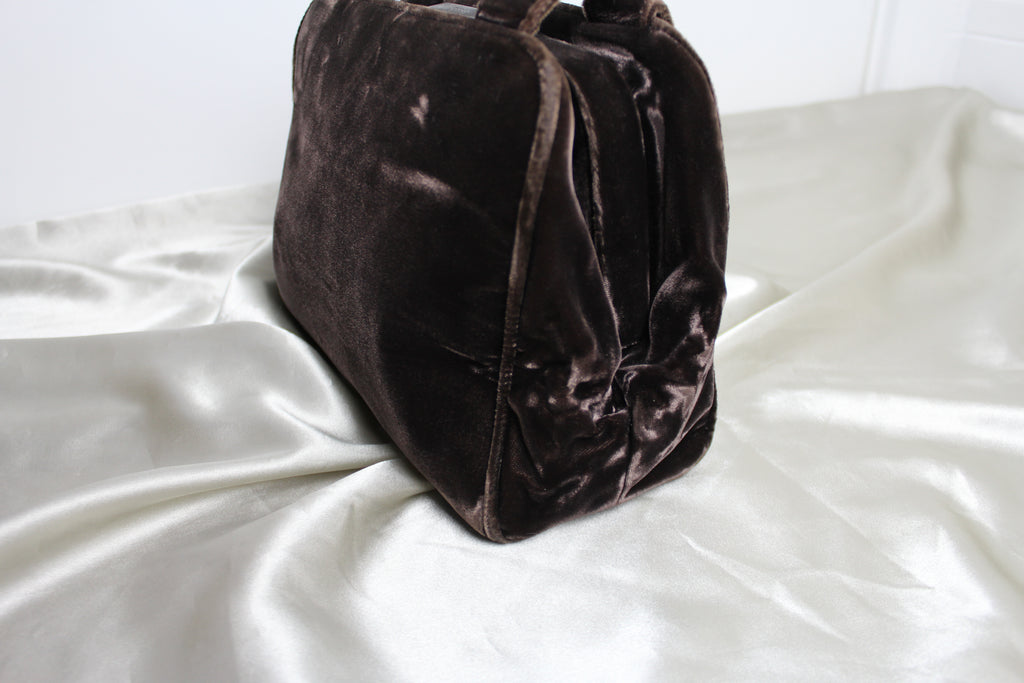 Prada 90's Brown Velvet Handbag