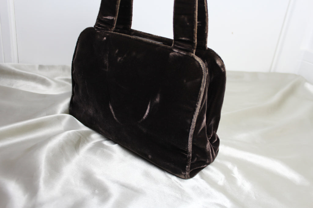 Prada 90's Brown Velvet Handbag