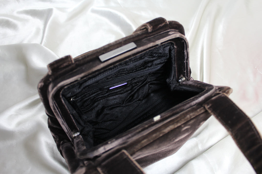 Prada 90's Brown Velvet Handbag