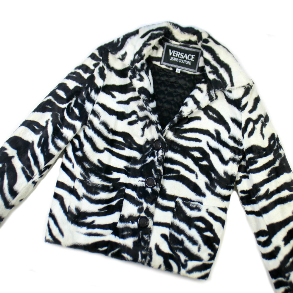 Versace Zebra Faux Fur Jacket - S
