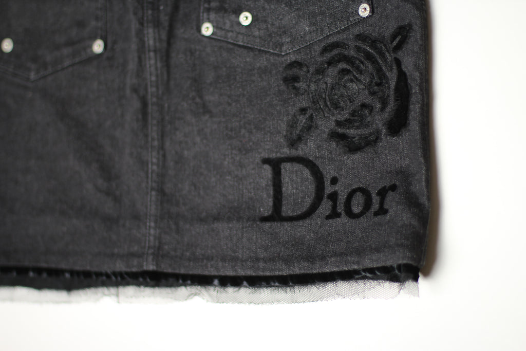Christian Dior Rose Denim Mini Skirt UK 10 / EU 38