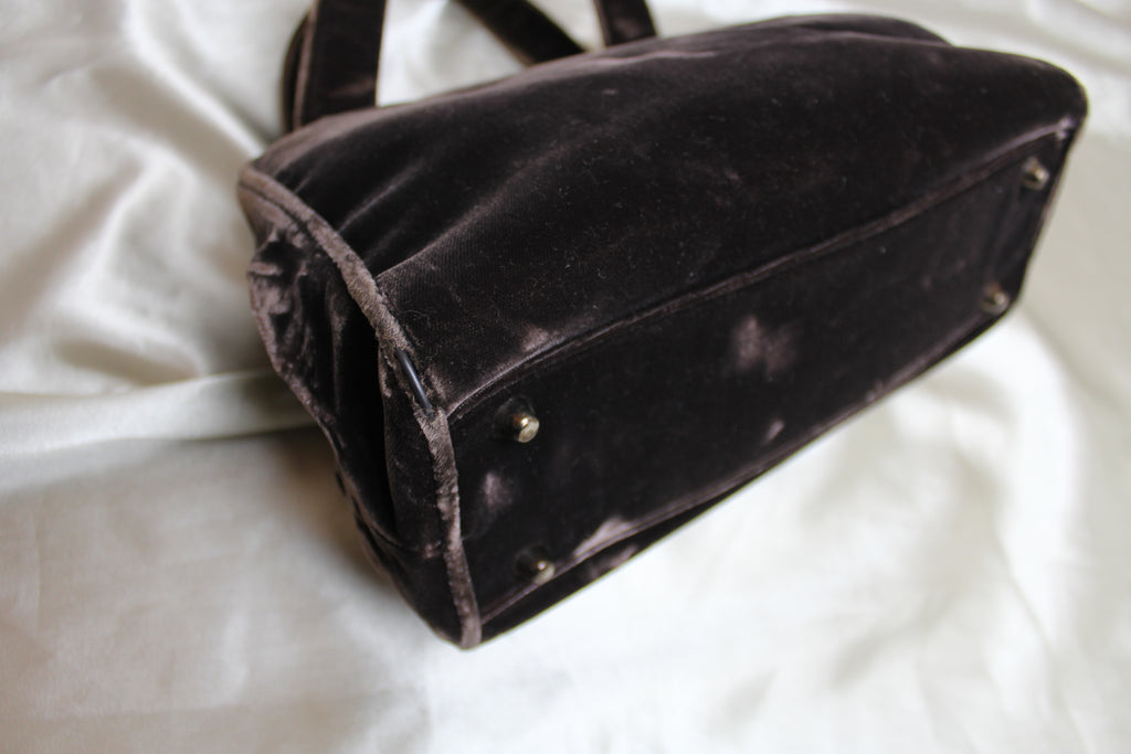 Prada 90's Brown Velvet Handbag