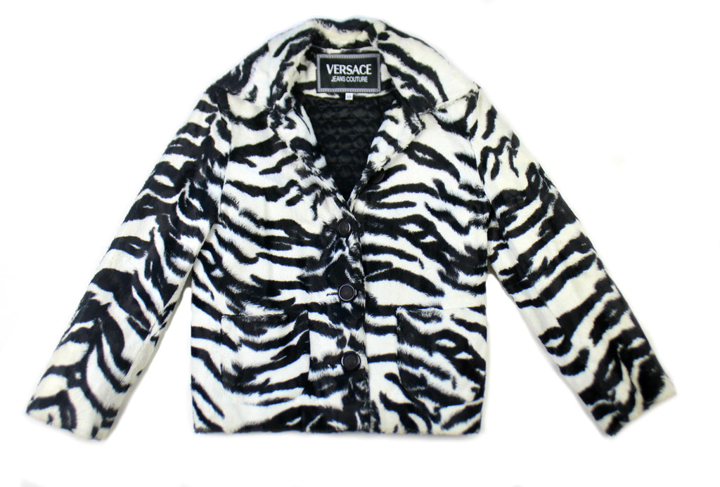 Versace Zebra Faux Fur Jacket - S