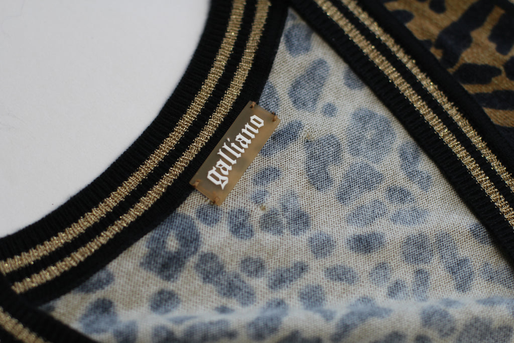 John Galliano Leopard Print Sweater Dress - Small