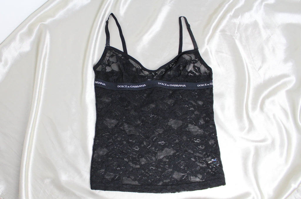 Dolce & Gabbana Black Lace Sheer Lingerie / Cami Top