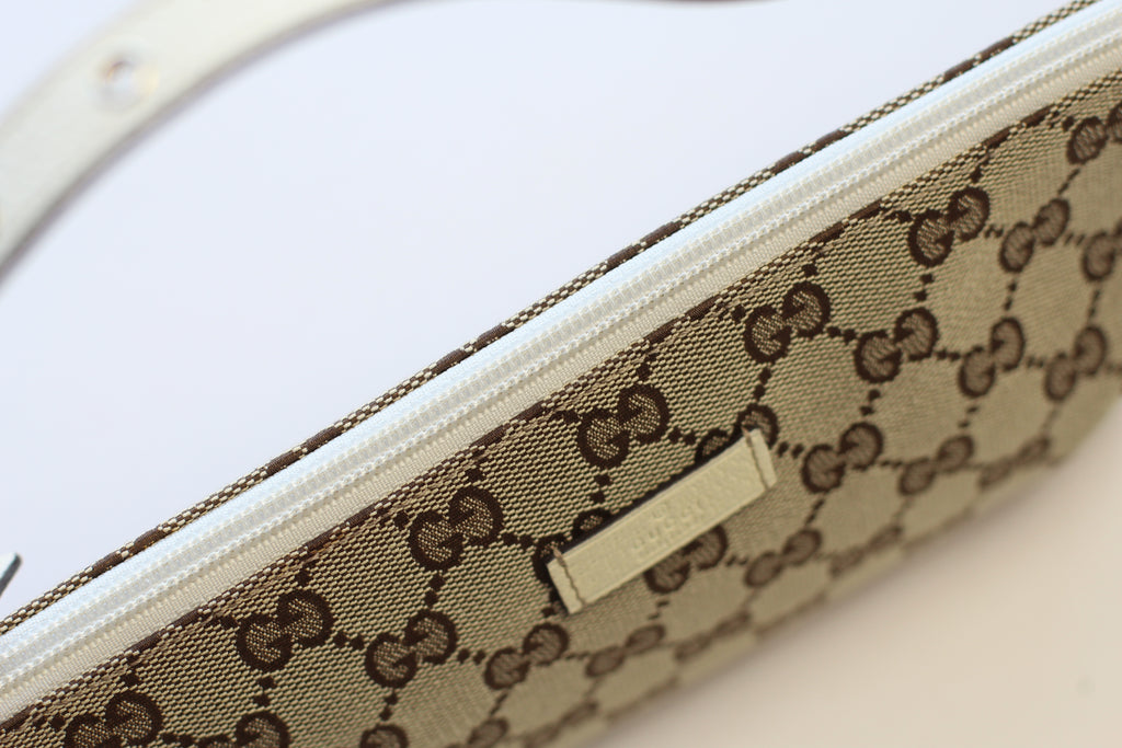 Gucci Monogram Canvas & Cream Leather Shoulder Bag