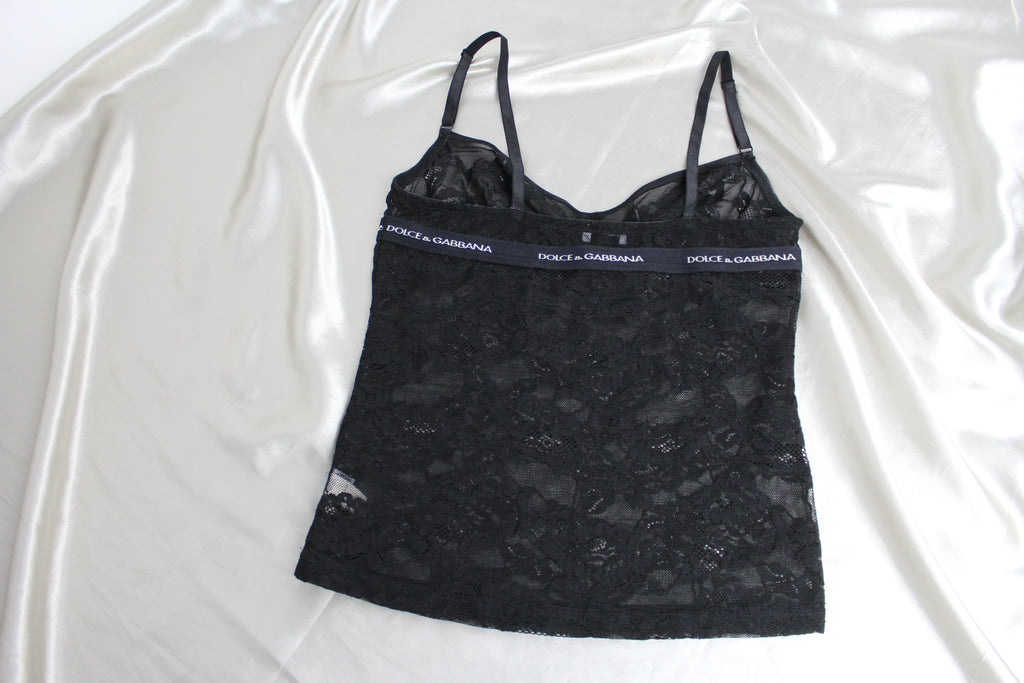 Dolce & Gabbana Black Lace Sheer Lingerie / Cami Top