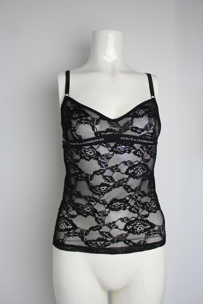 Dolce & Gabbana Black Lace Sheer Lingerie / Cami Top