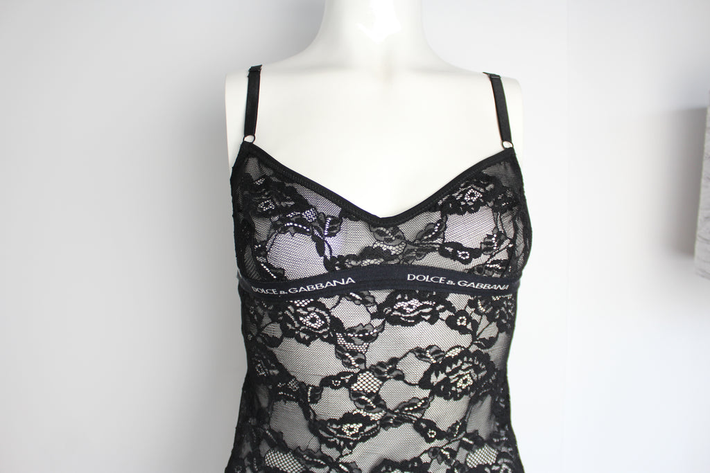 Dolce & Gabbana Black Lace Sheer Lingerie / Cami Top