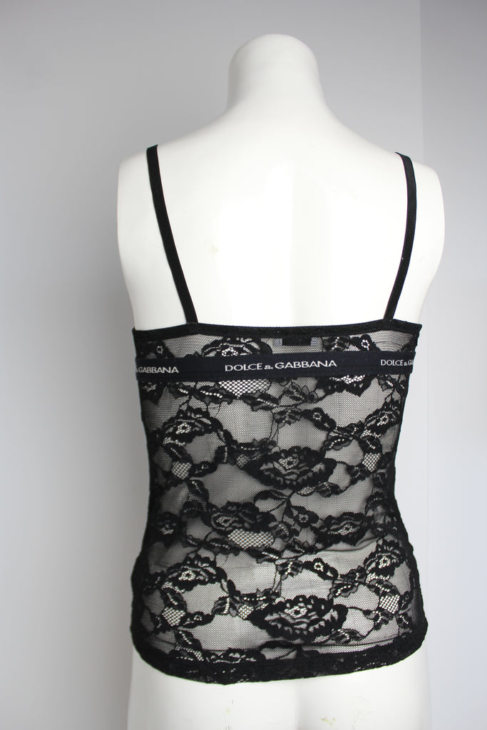 Dolce & Gabbana Black Lace Sheer Lingerie / Cami Top