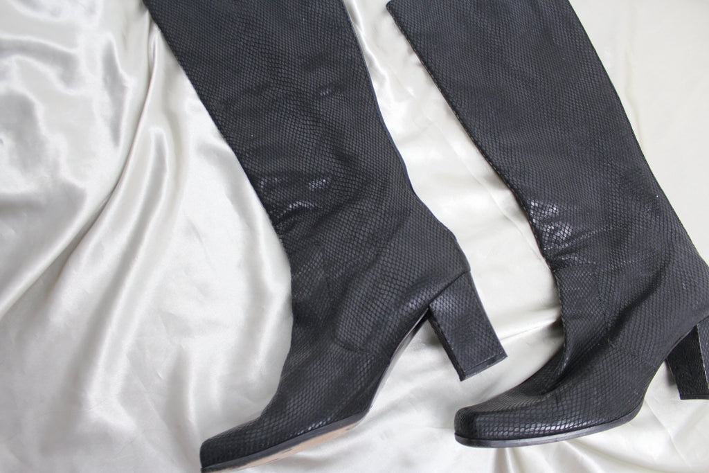 Yves Saint Lauren Black Leather Calf Boots US 8.5 - 9