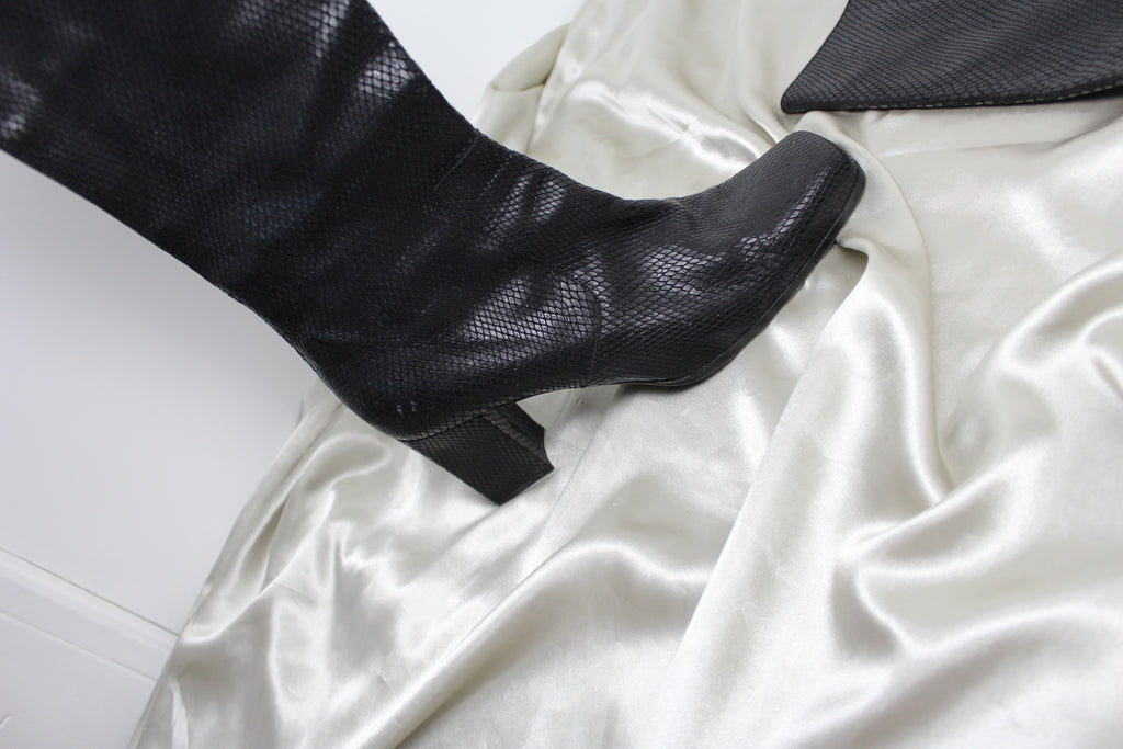 Yves Saint Lauren Black Leather Calf Boots US 8.5 - 9