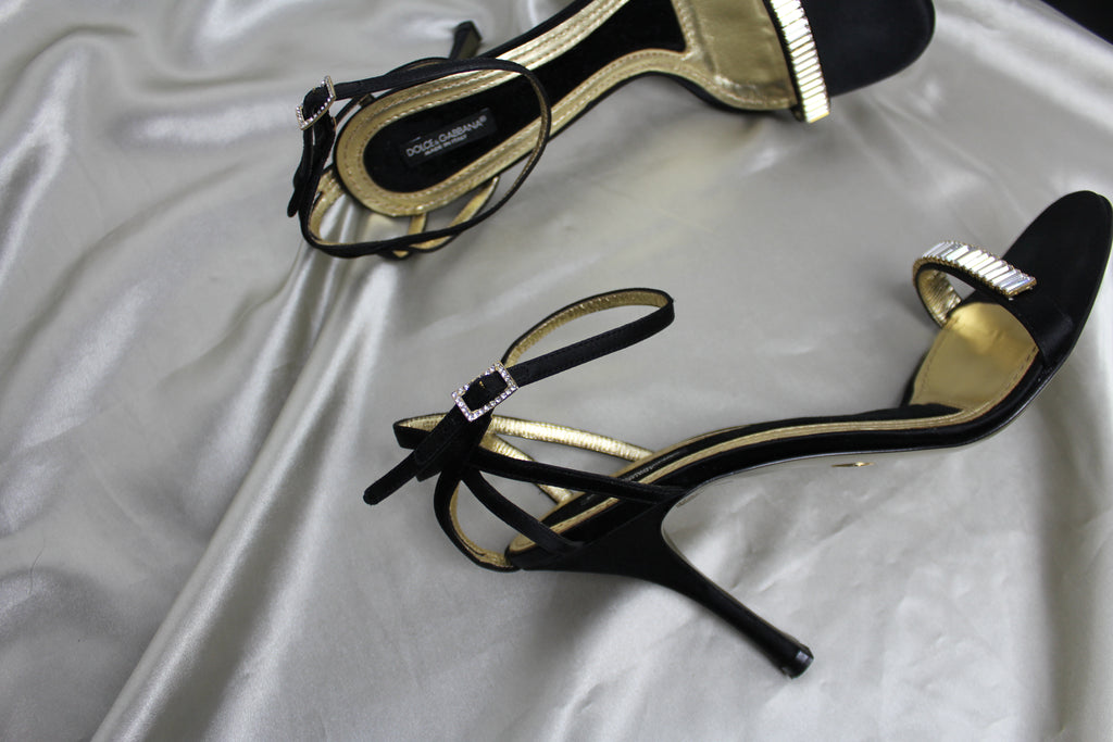 Dolce & Gabbana 'Capra' Black Satin Heels EU 40.5