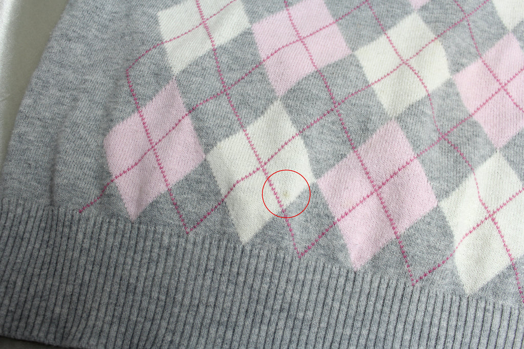 Burberry Pink and Grey Argyle Knit Sweater Top EU 38